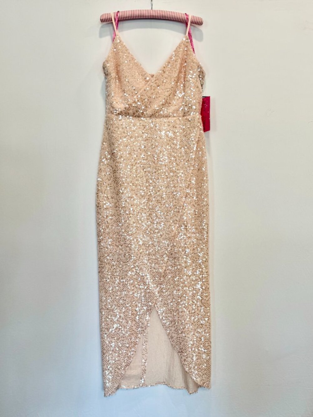Betsey Johnson Blush/Rose Gold Sequin Wrap Dress - Size 12 - New With Tags